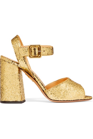 Charlotte Olympia- Emma Glittered Leather Sandals