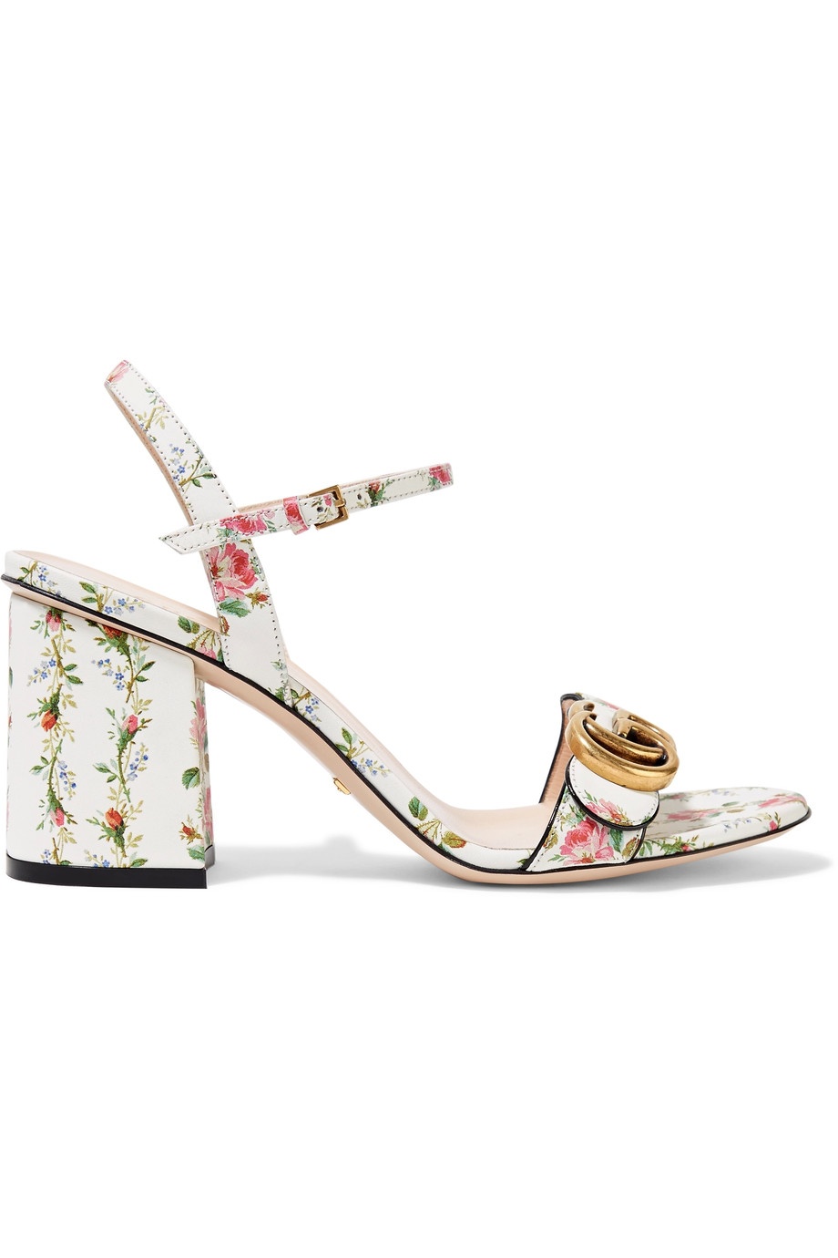 GUCCI Floral-print leather sandals