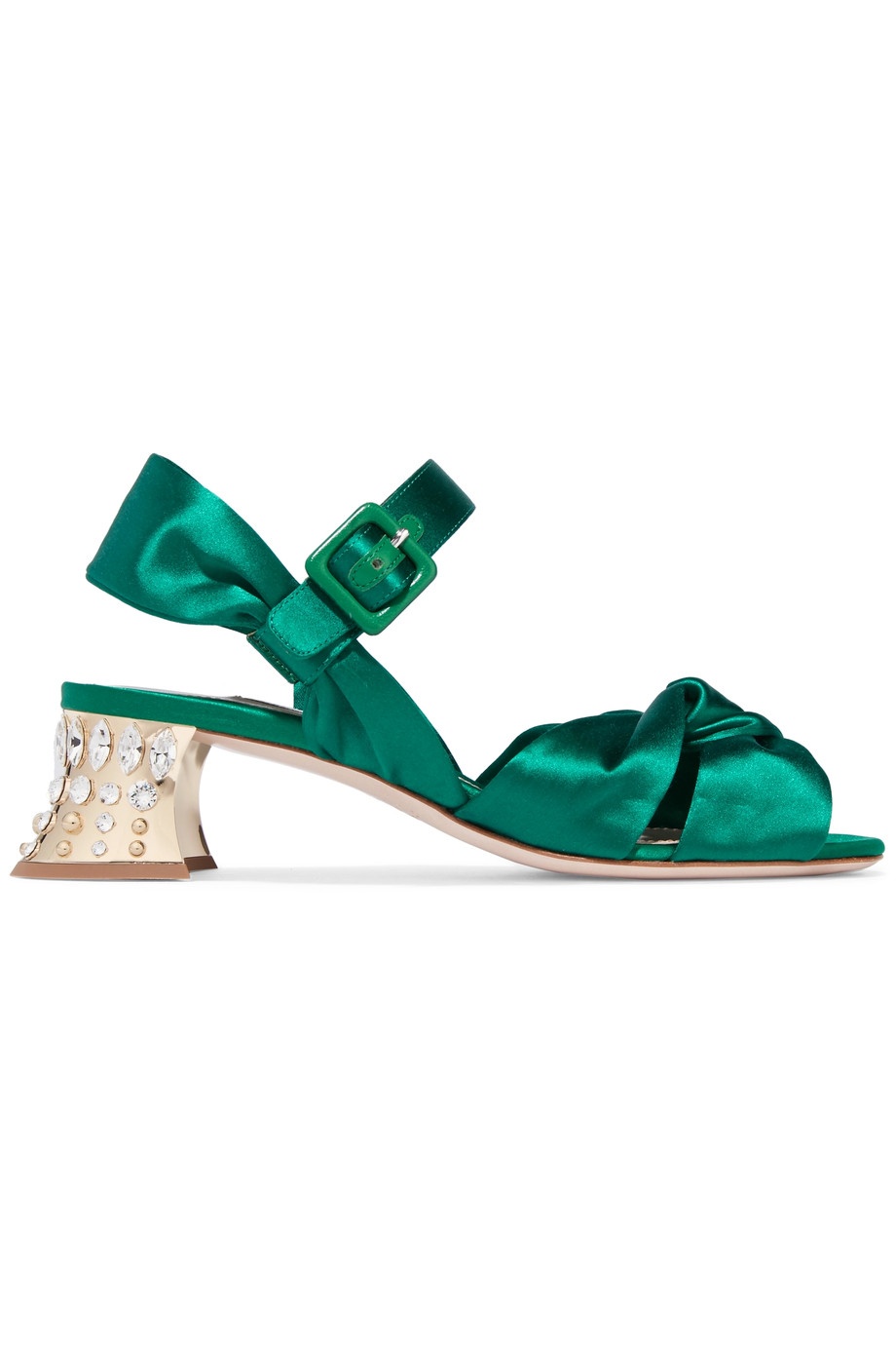 MIU MIU - Swarovski crystal-embellished satin sandals