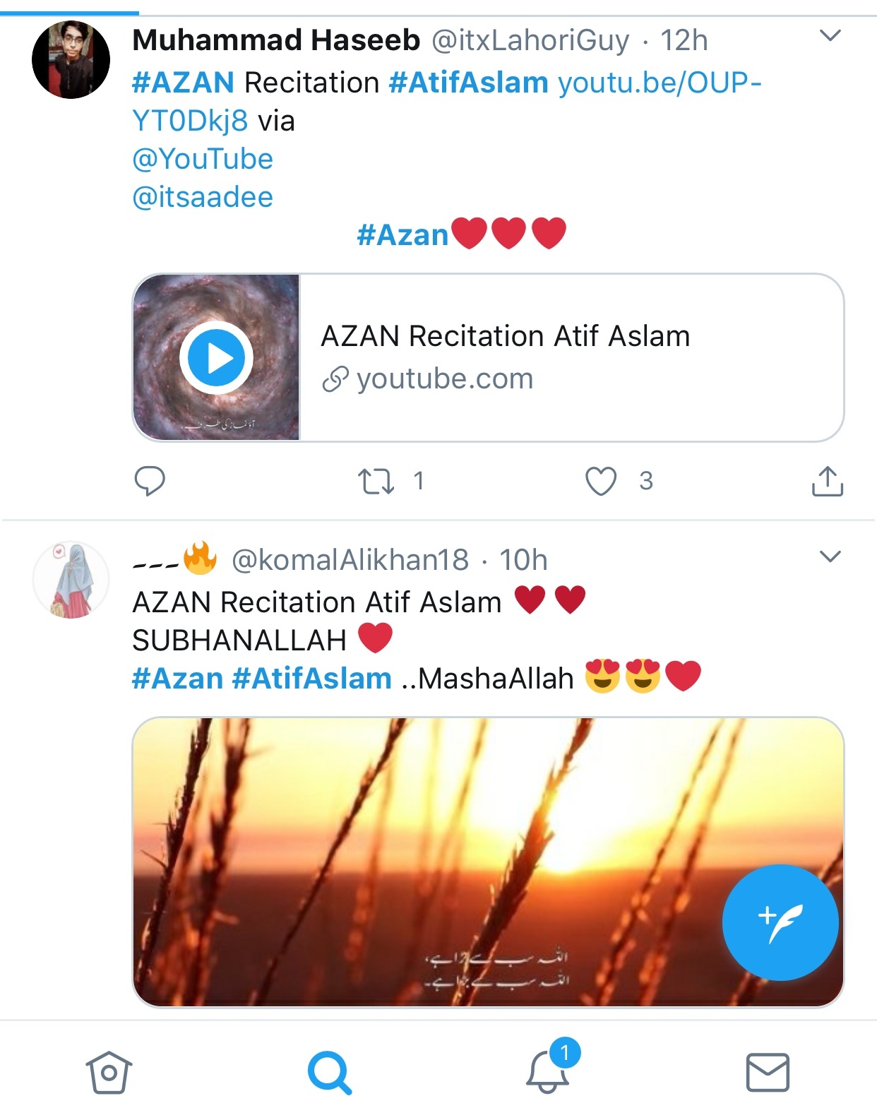 Azaan recitation tweet