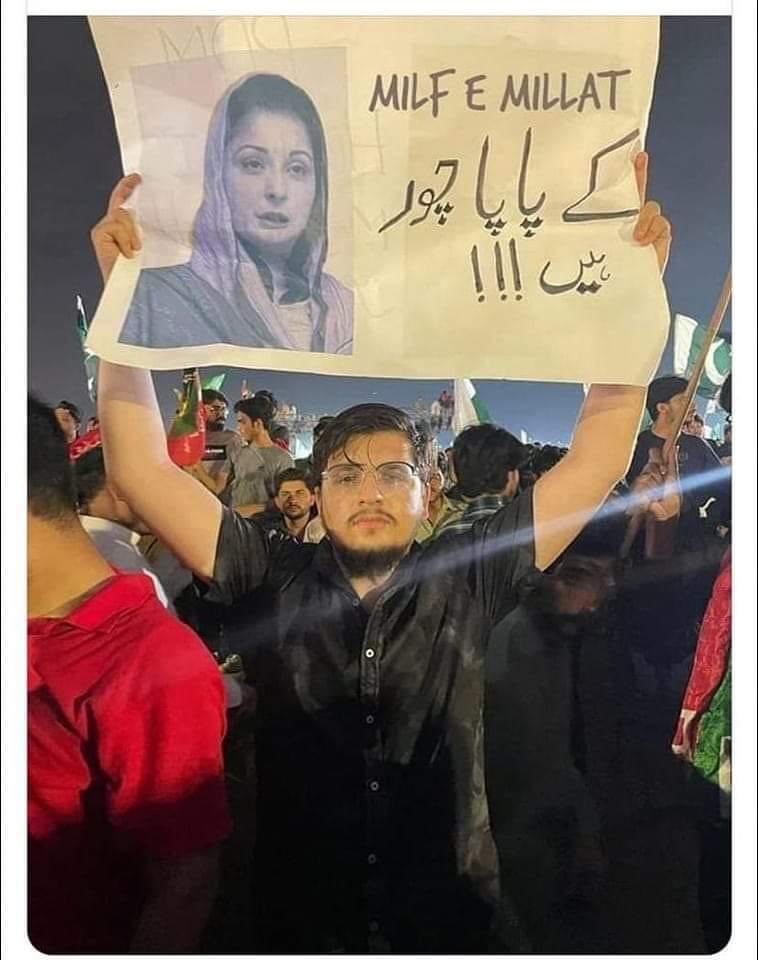 Sexist placards at the PTI jalsa: when humor comes at the cost of women -  Niche