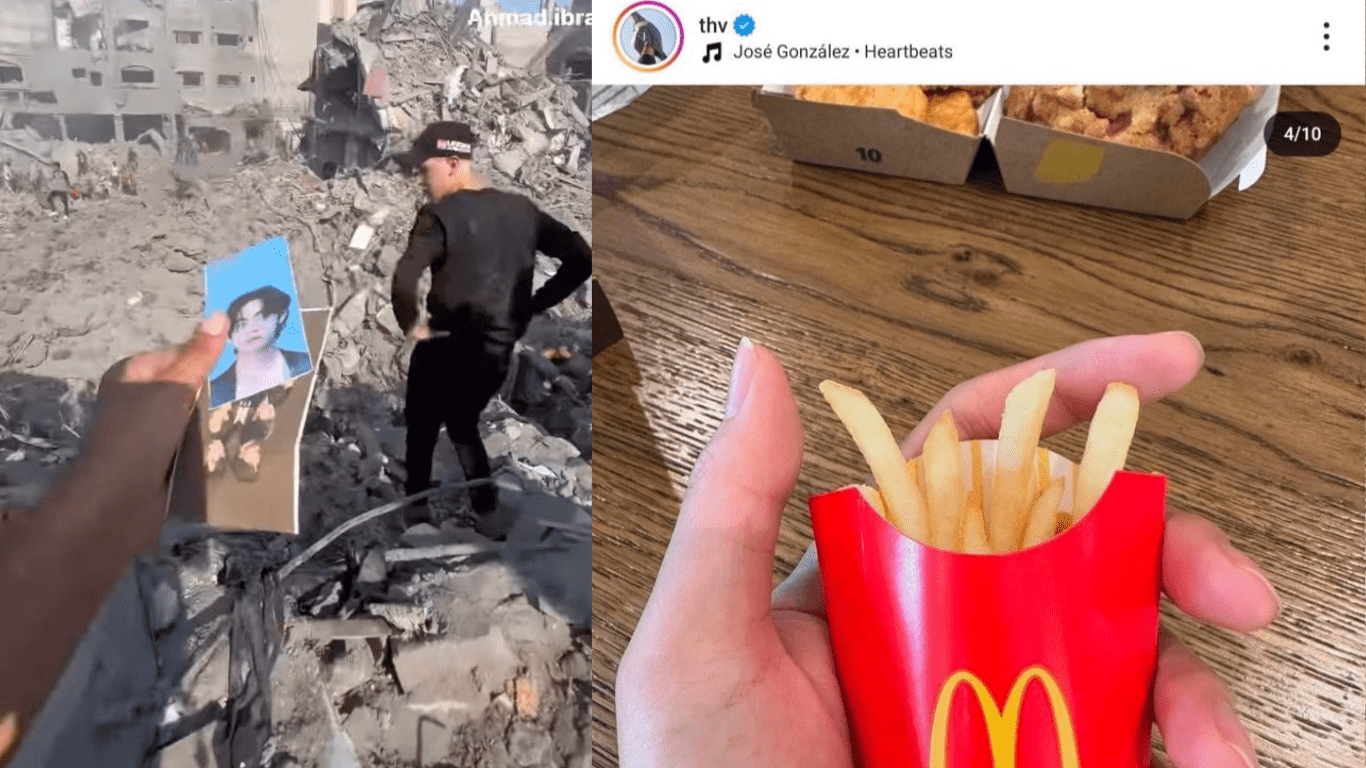 BTS’s Taehyung attracts outrage for posting pictures of Mcdonalds on Instagram during Gaza genocide